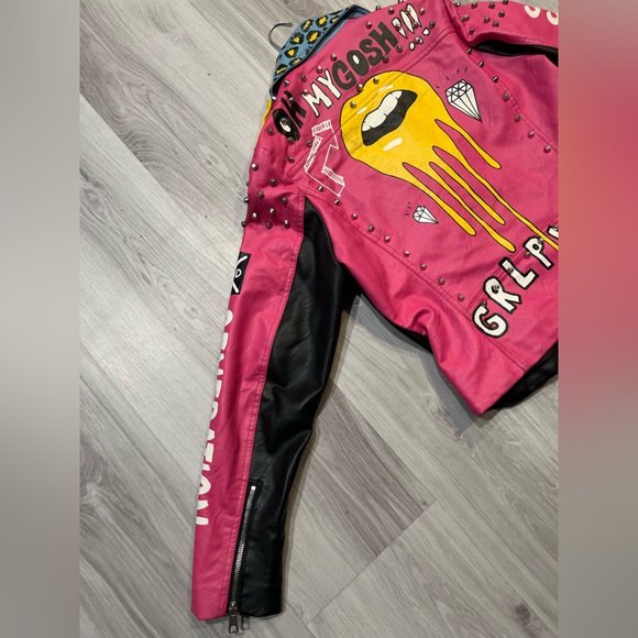 Colorful Studded Leather Jacket - Picture 4 of 7